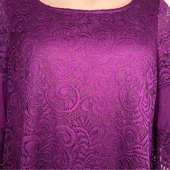 Size 22/24 Lane Bryant Purple Fuchsia Dress Lined Event Bell Sleeve Party Plus - Picture 4 of 16